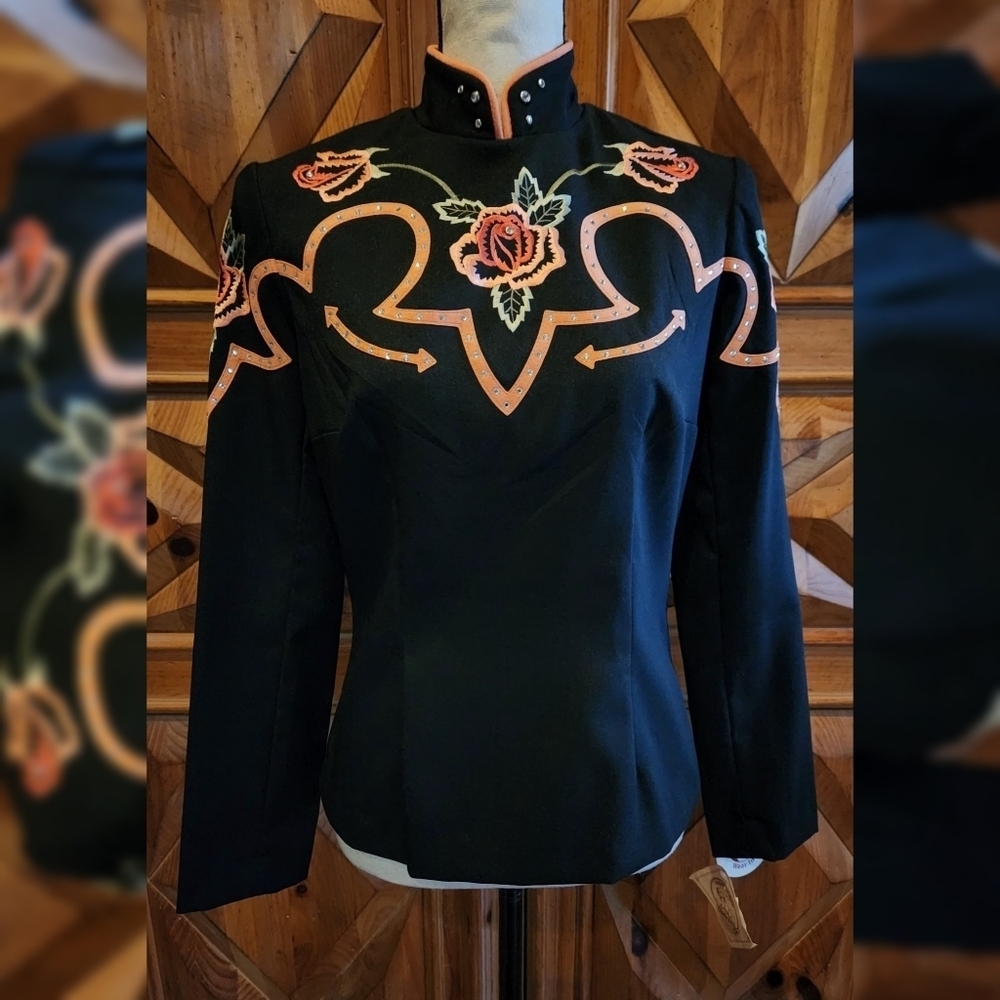 Hobby Horse Roses Rhinestone Workman Showmanship Western Show Shirt Sz S